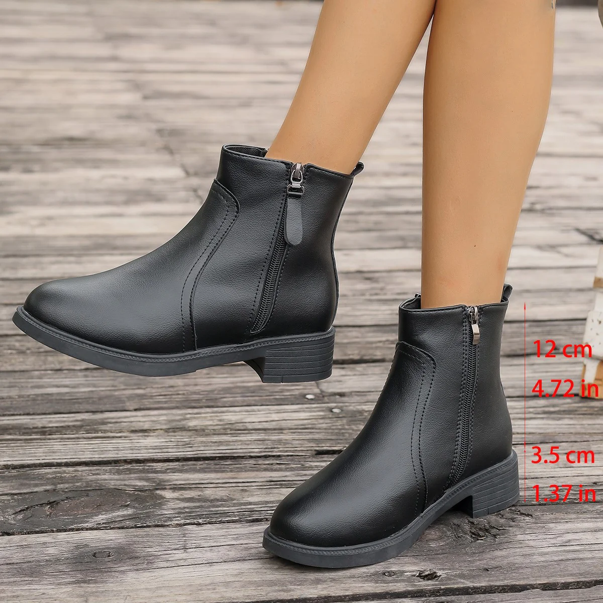 Damen Elegante Stiefeletten mit Reißverschluss und modischem Design Heidi-Mode