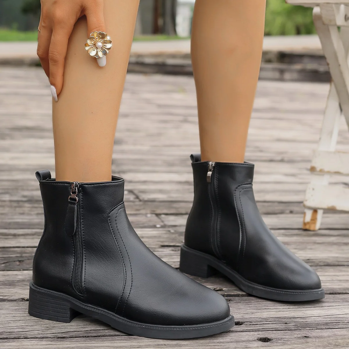 Damen Elegante Stiefeletten mit Reißverschluss und modischem Design Heidi-Mode - Image 6