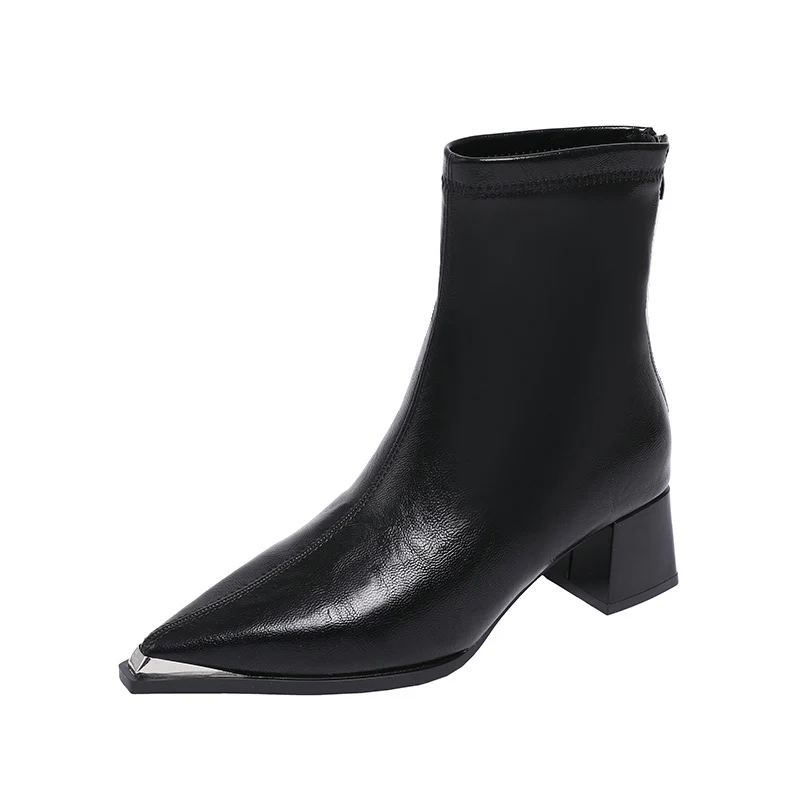 Damen elegante Stiefeletten mit spitz zulaufendem Design und blockiertem Absatz Heidi Mode - Image 6