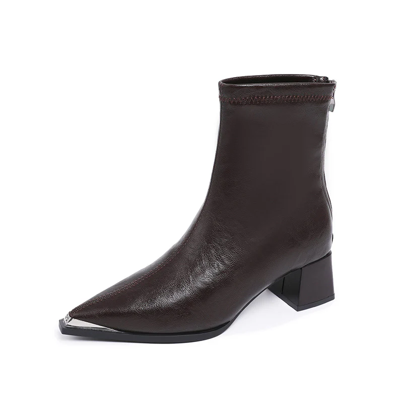 Damen elegante Stiefeletten mit spitz zulaufendem Design und blockiertem Absatz Heidi Mode - Image 7