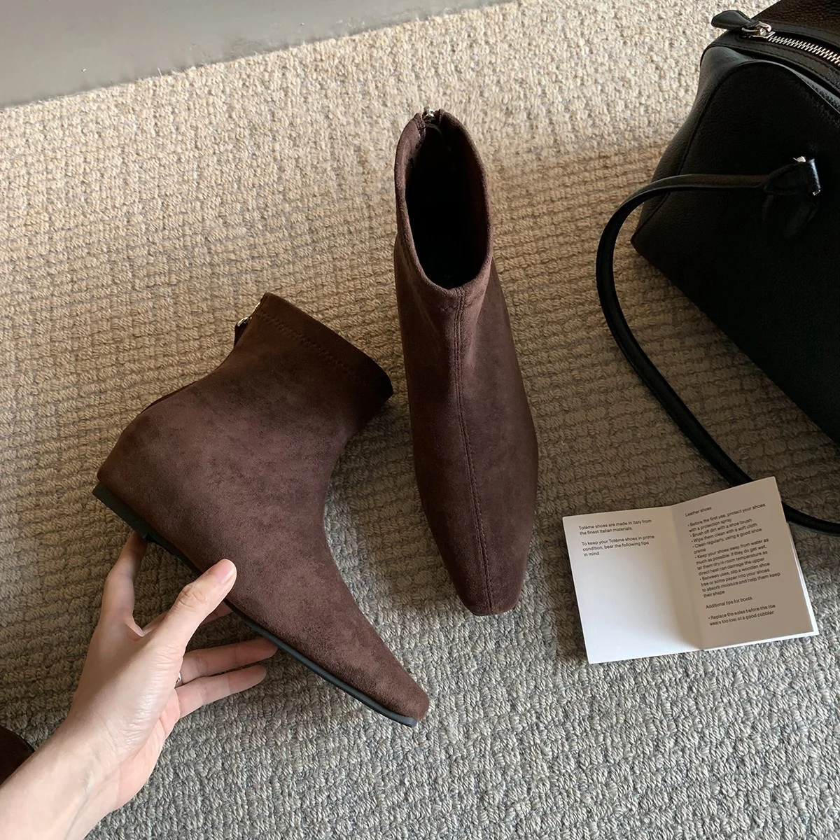Damen elegante Stiefeletten mit spitzem Schnitt und hochwertiger Wildlederoberfläche Heidi Mode - Image 4