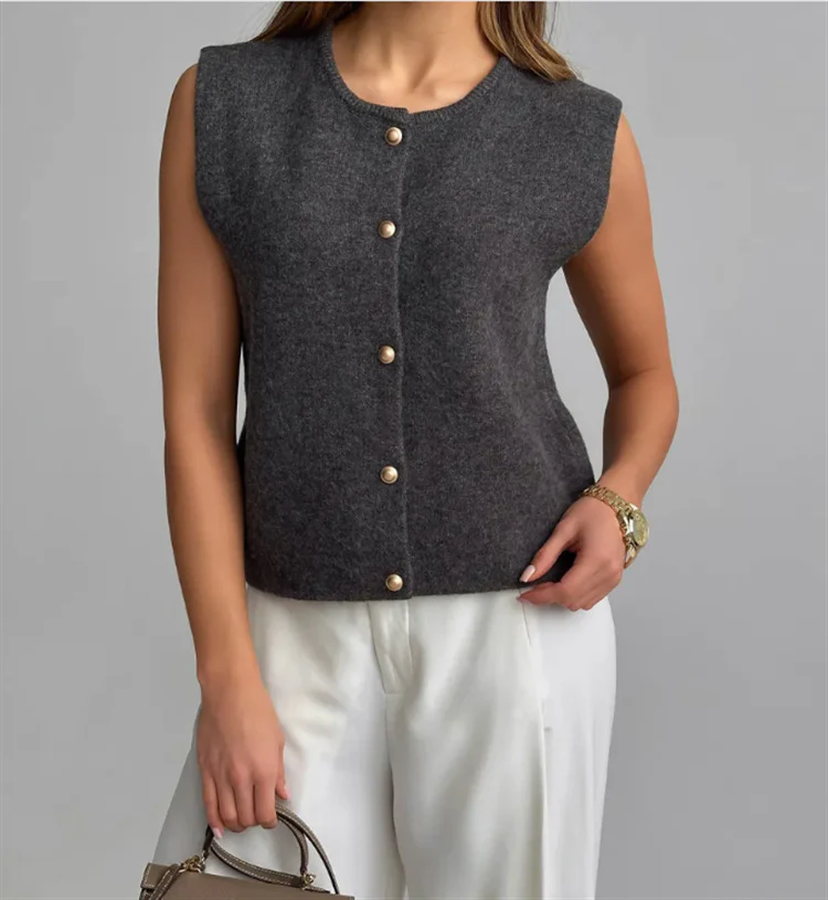 Damen Strickweste elegant mit Knopfverschluss - Image 18