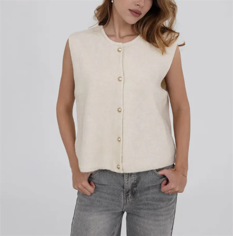 Damen Strickweste elegant mit Knopfverschluss - Image 21