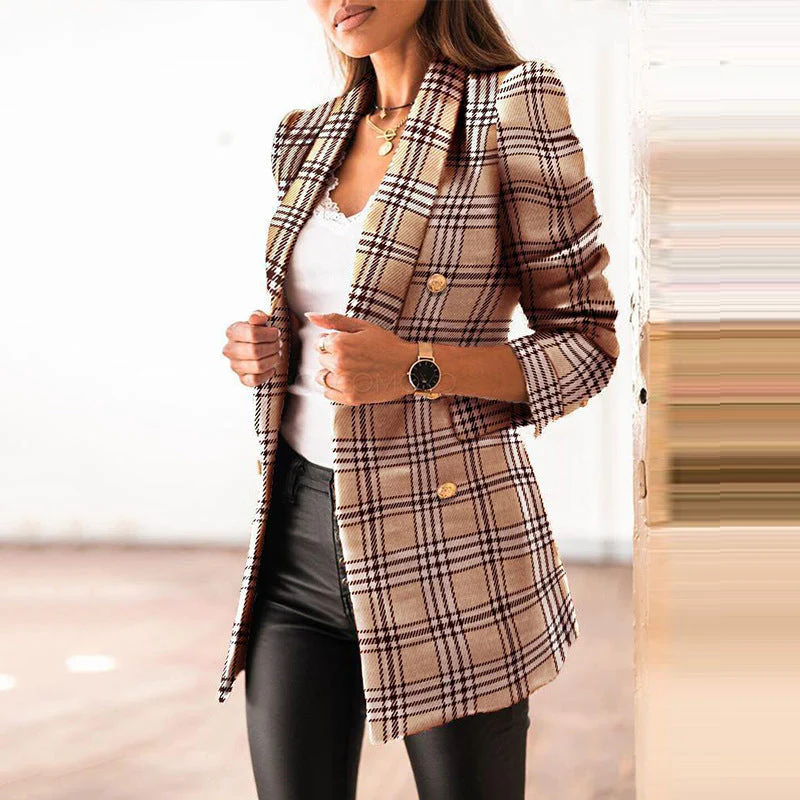 Damen Elegante Tweed-Blazerjacke mit Doppelter Knopfleiste und Modernem Schnitt Heidi-Mode - Image 2