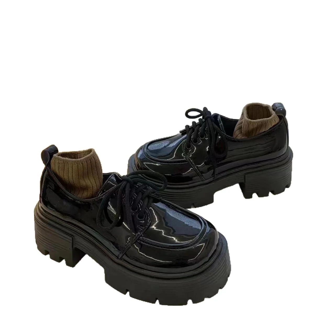 Damen Elegante und bequeme Schnürschuhe mit dickem Plateau und Innenfutter Heidi Mode - Image 5
