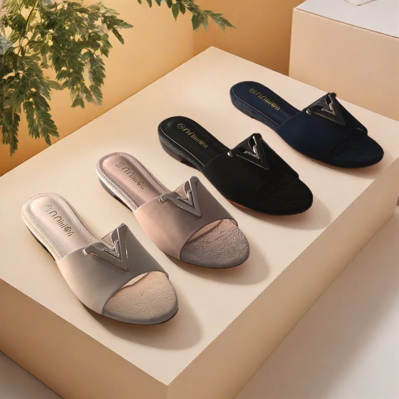Damen Elegante und Bequeme Slides mit Schmuck-Detail Heidi-Mode