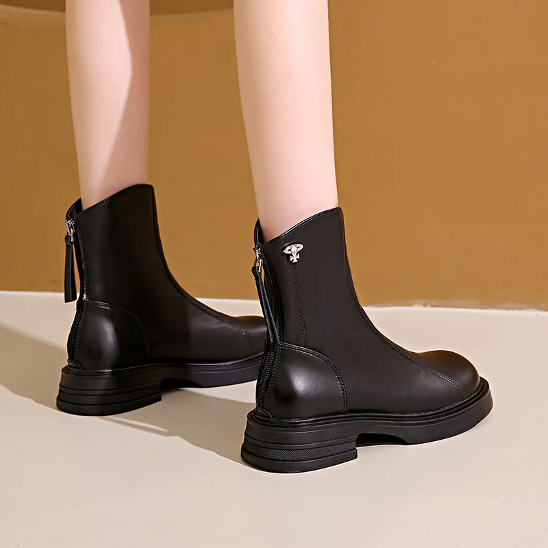 Damen Elegante und bequeme Stiefeletten aus hochwertigem Kunstleder mit seitlichem Reißverschluss Heidi Mode - Image 4