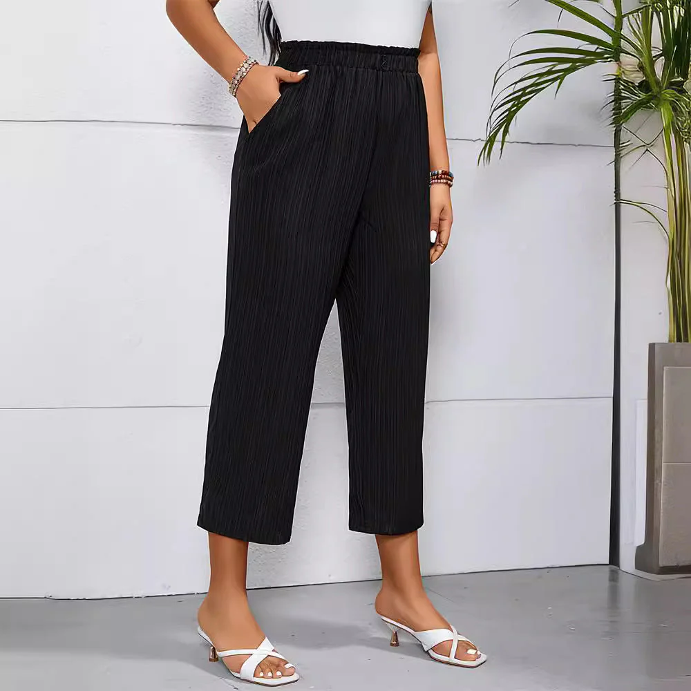 Damen Elegante und Luftige Plisseehose mit Elastischem Bund Heidi-Mode - Image 2