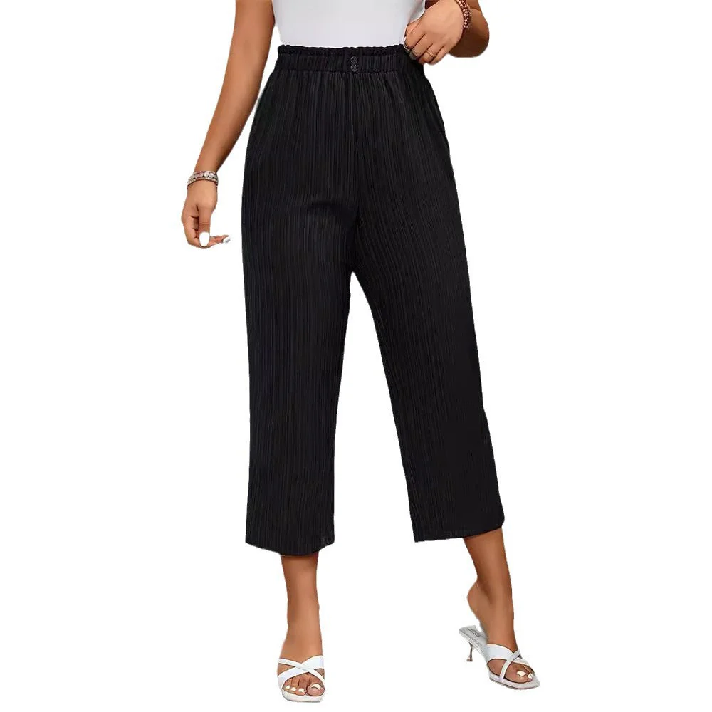 Damen Elegante und Luftige Plisseehose mit Elastischem Bund Heidi-Mode - Image 5