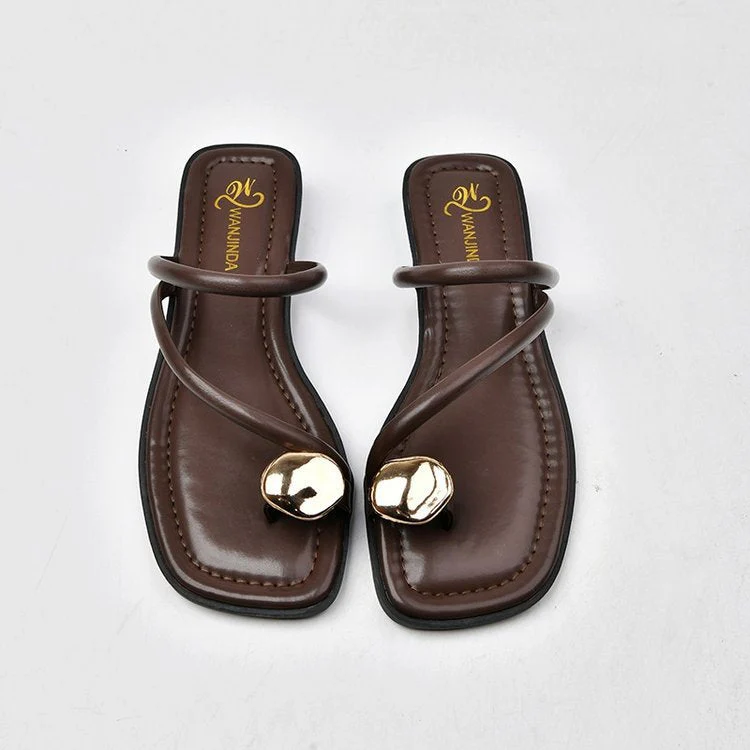 Damen Elegante und Modische Riemchensandalen mit Einzigartigem Metallakzent Heidi-Mode