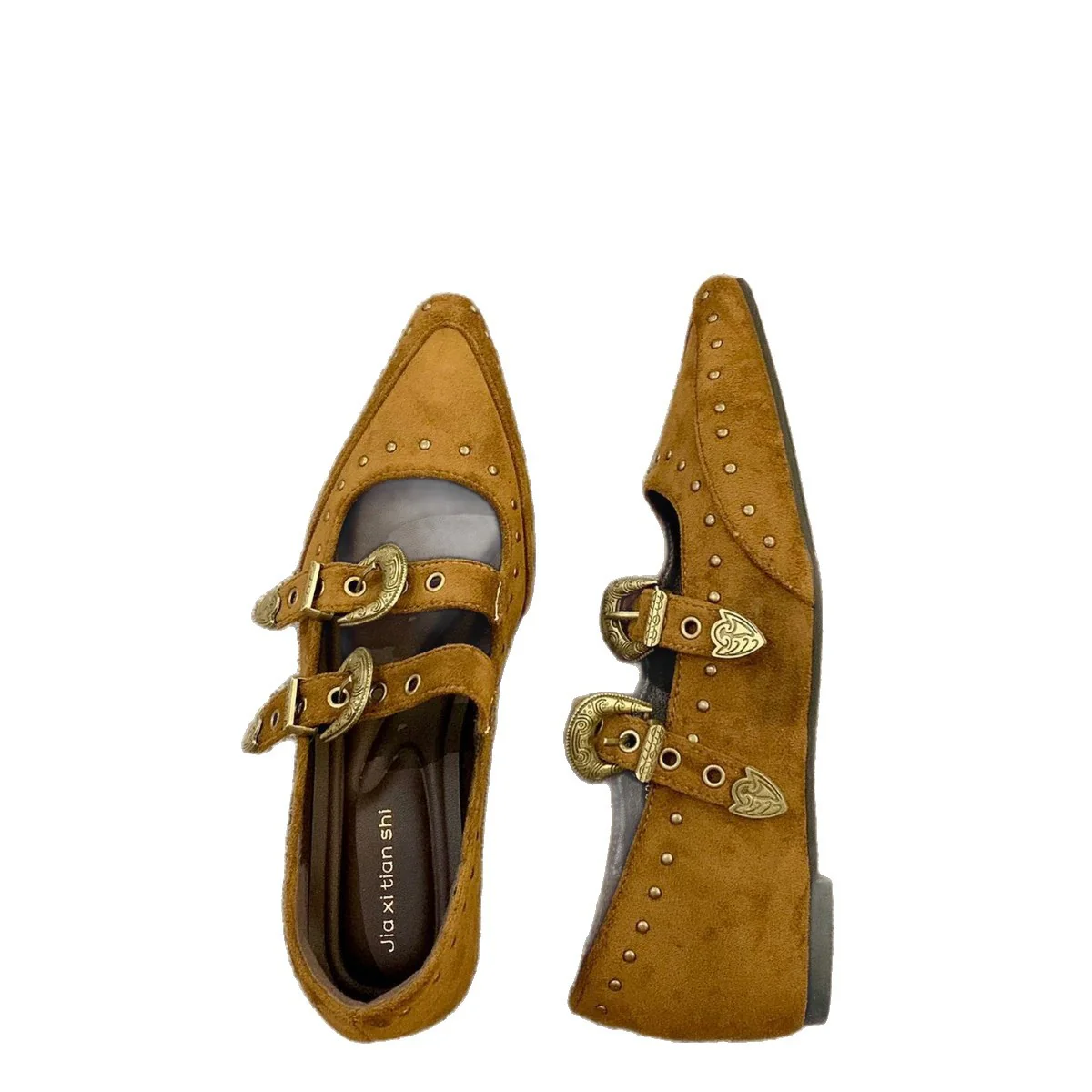 Damen Elegante und stilvolle Ballerinas mit modischen Schnallen und Nieten Heidi Mode - Image 5