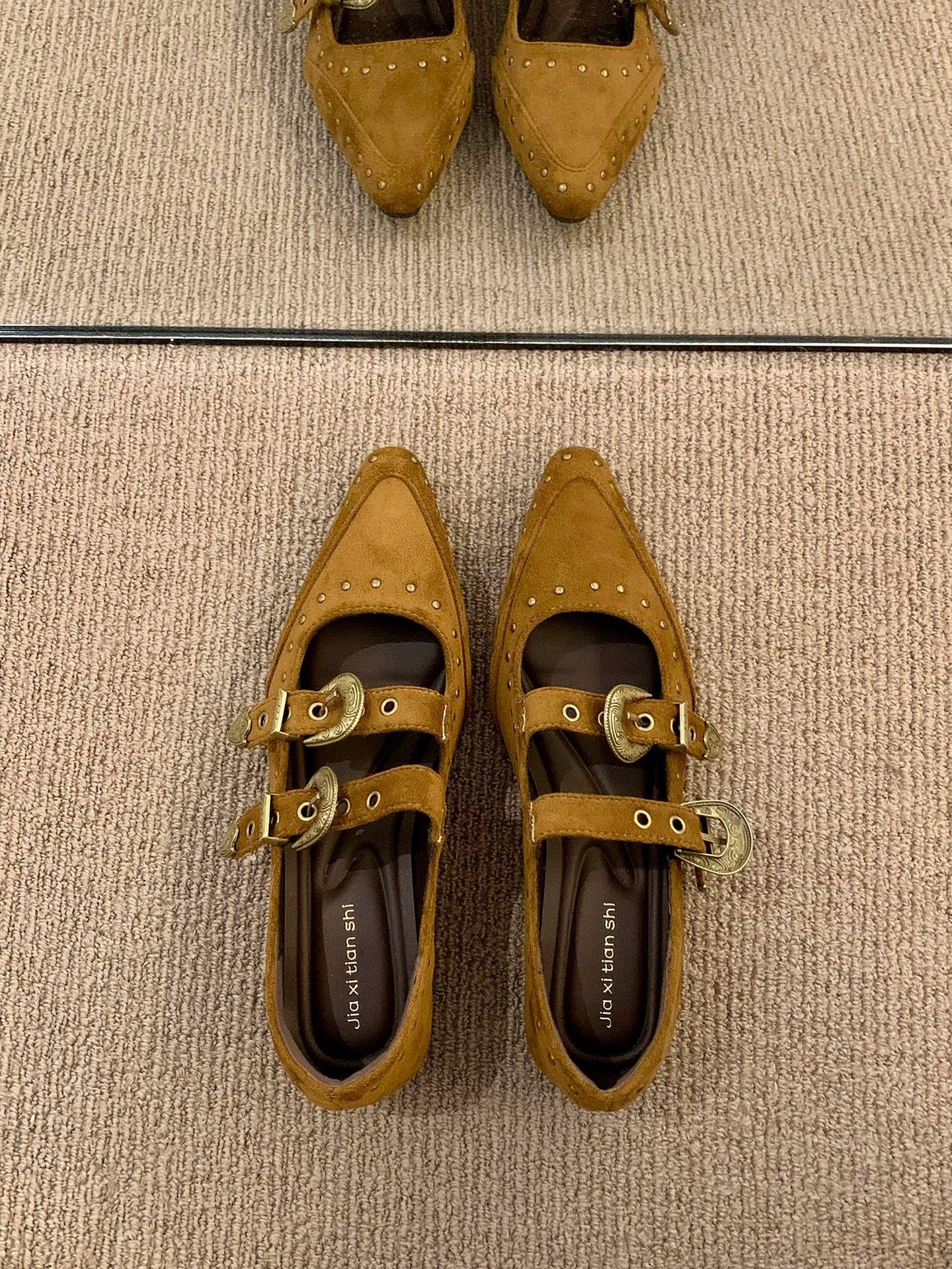 Damen Elegante und stilvolle Ballerinas mit modischen Schnallen und Nieten Heidi Mode - Image 6