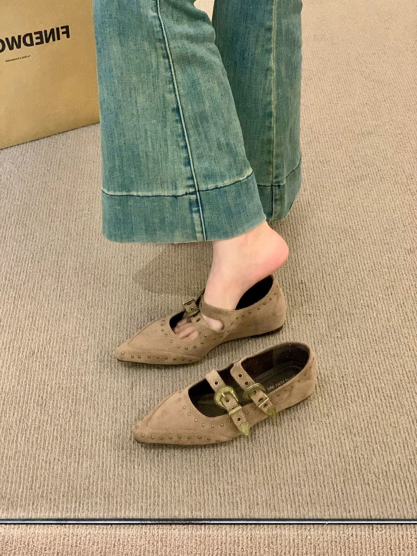 Damen Elegante und stilvolle Ballerinas mit modischen Schnallen und Nieten Heidi Mode - Image 8