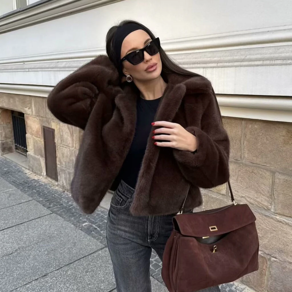 Damen elegante und weiche Kurzjacke mit Teddyfutter Heidi-Mode - Image 4