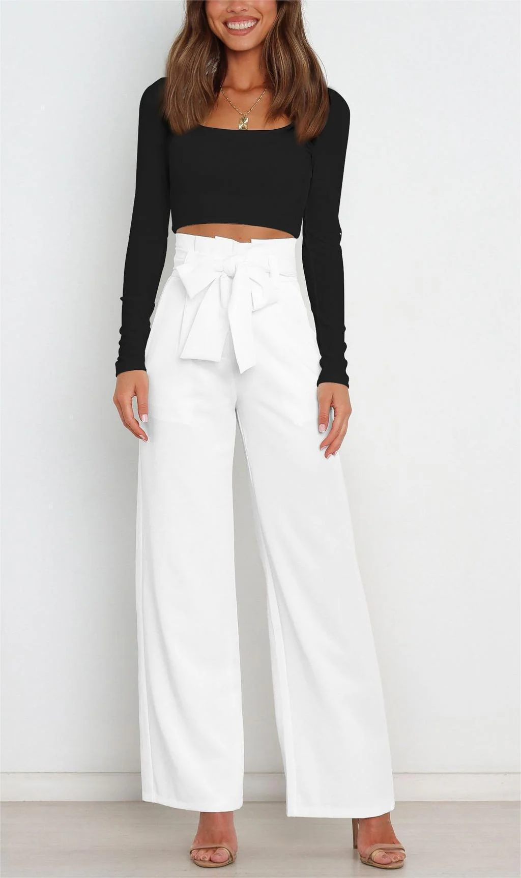 Damen Elegante Weite Stoffhose mit Taillengürtel Heidi-Mode - Image 13