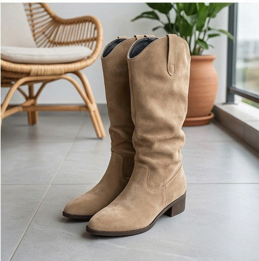 Damen Elegante Wildleder-Stiefel mit leichtem Stretch-Schaft Heidi Mode - Image 6