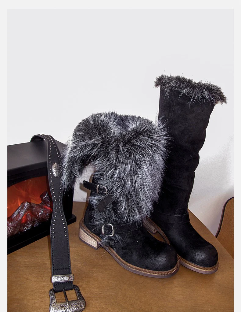 Damen elegante Winterstiefel mit modischem Kunstfellrand und praktischen Schnallen Heidi Mode - Image 7