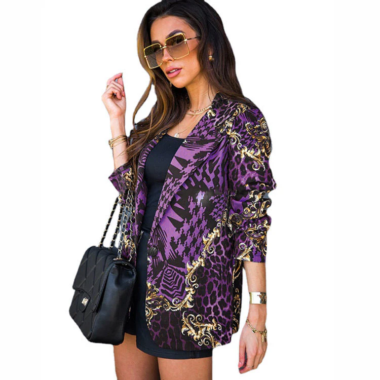 Damen Eleganter Blazer mit Glänzendem Leoparden-Design und Goldenen Akzenten Heidi-Mode - Image 6