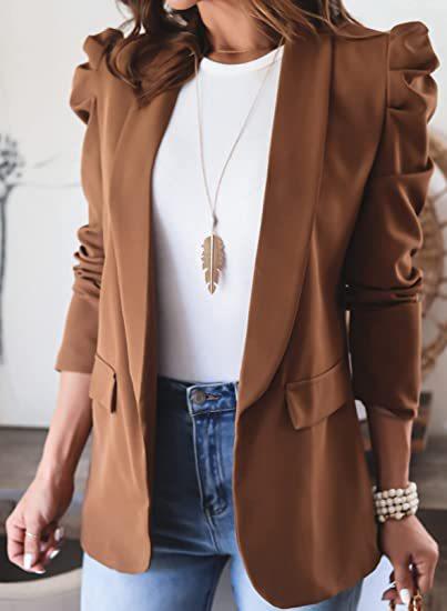Damen eleganter Blazer mit Puffärmeln und praktischen Taschen Heidi-Mode - Image 6