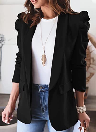 Damen eleganter Blazer mit Puffärmeln und praktischen Taschen Heidi-Mode - Image 9