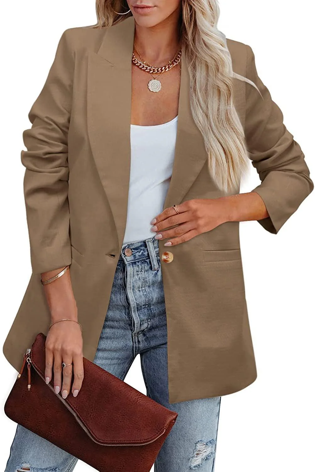 Damen Eleganter Freizeitblazer mit Lässigem Schnitt und Zwei Taschen Heidi-Mode - Image 8