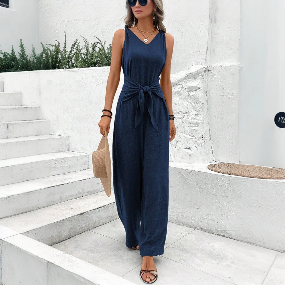 Damen Eleganter Jersey Jumpsuit mit Breiten Beinen und Seitlichen Taschen Heidi-Mode - Image 11