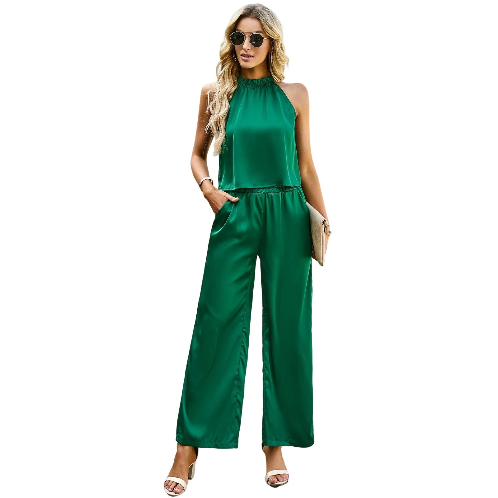 Damen Eleganter Jumpsuit mit Ausgestelltem Bein und Hohem Kragen Heidi-Mode - Image 5