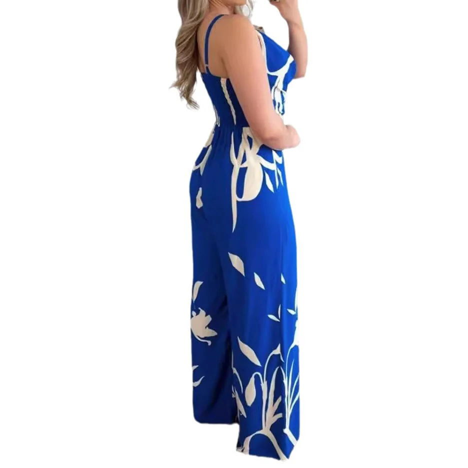 Damen Eleganter Jumpsuit mit Fließendem Stoff und Modischem Blumenmuster Heidi-Mode - Image 5