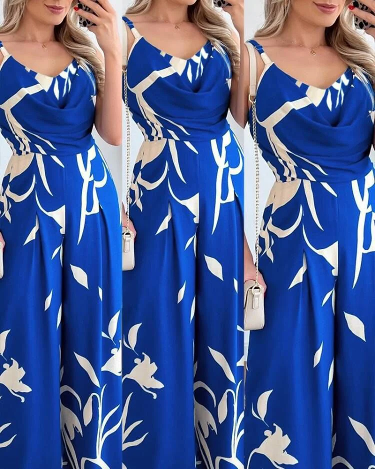 Damen Eleganter Jumpsuit mit Fließendem Stoff und Modischem Blumenmuster Heidi-Mode - Image 6
