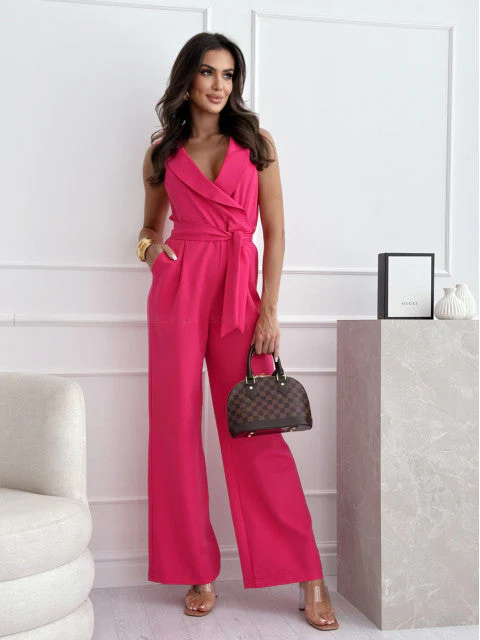 Damen Eleganter Jumpsuit mit Wickeloptik und Taillengürtel Heidi-Mode - Image 12