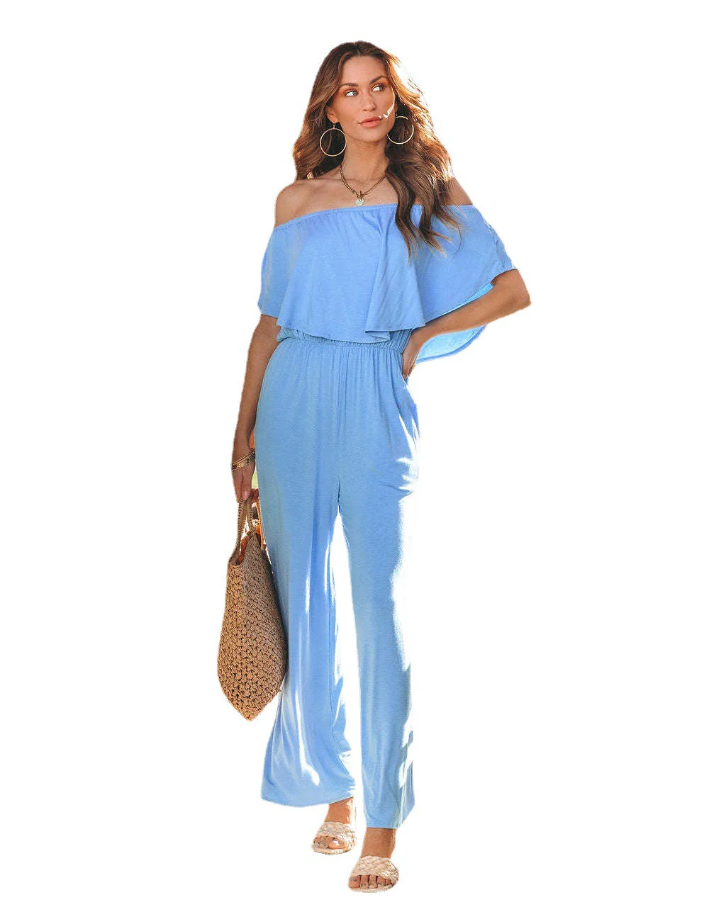 Damen Eleganter Off-Shoulder Jumpsuit mit Weitem Bein und Fließendem Oberteil Heidi-Mode - Image 5