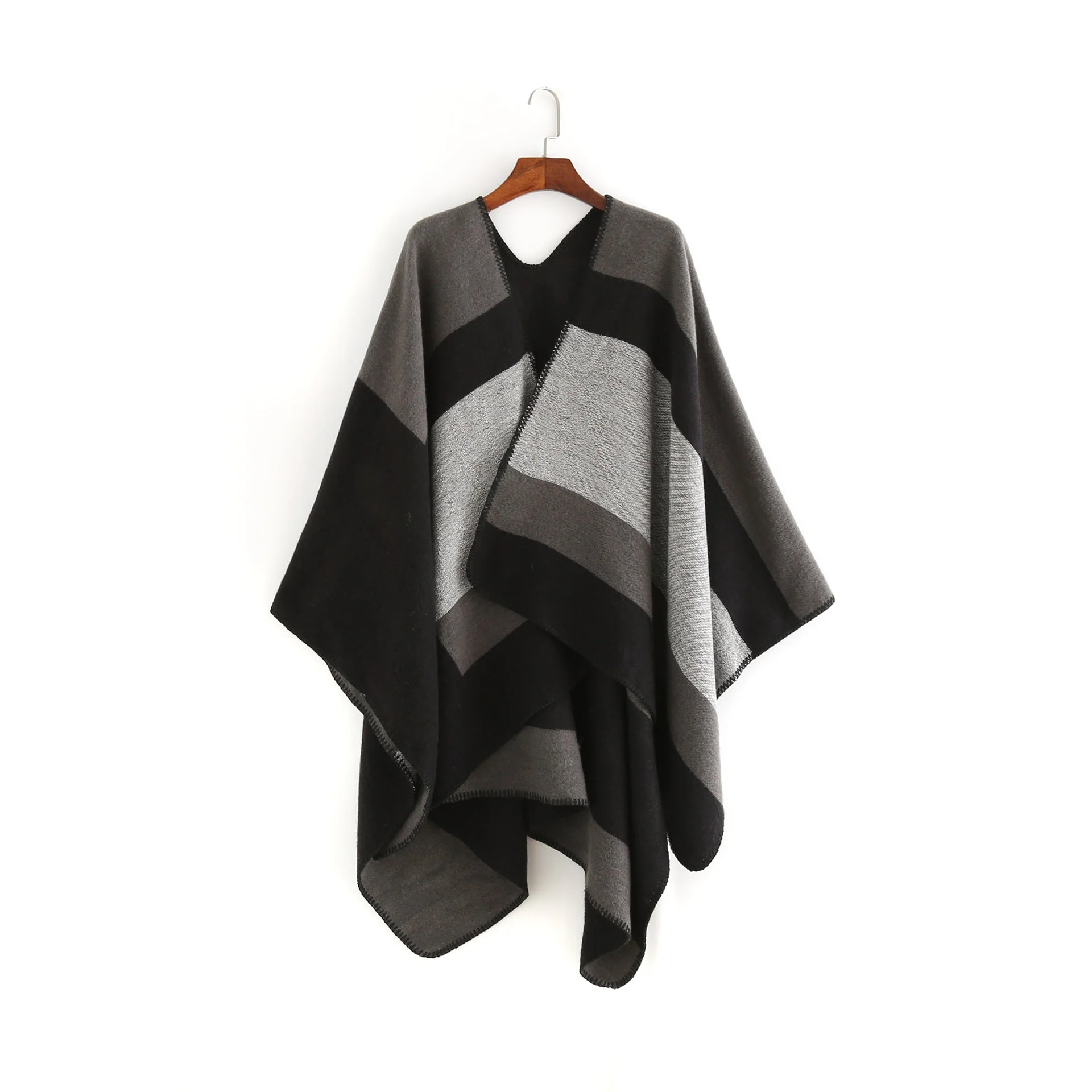 Damen Eleganter Oversized-Poncho Aus Hochwertigem Material mit Modernem Streifenmuster Heidi-Mode - Image 9