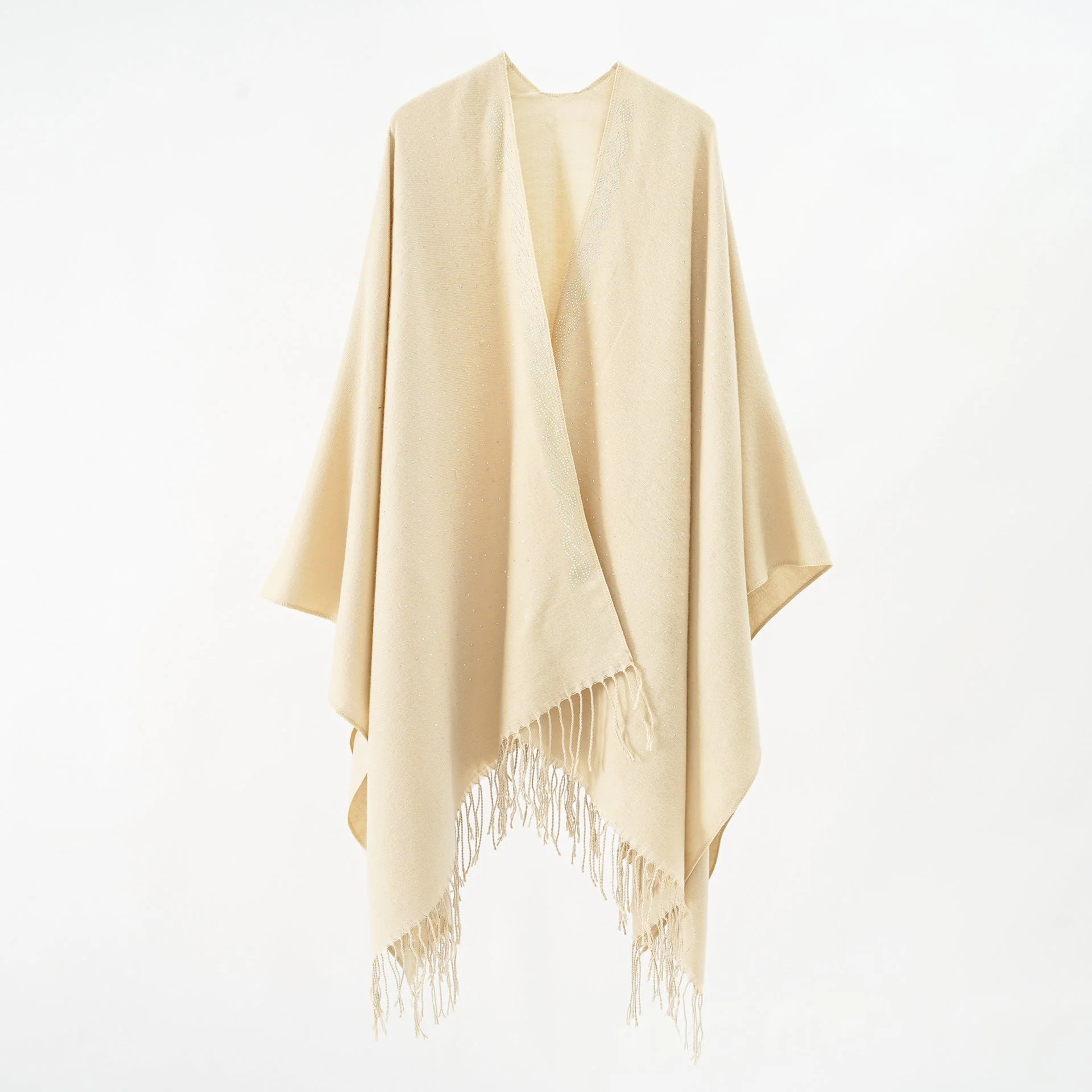 Damen Eleganter Poncho mit Floralem Stickmuster und Fransigen Kanten Heidi-Mode - Image 5