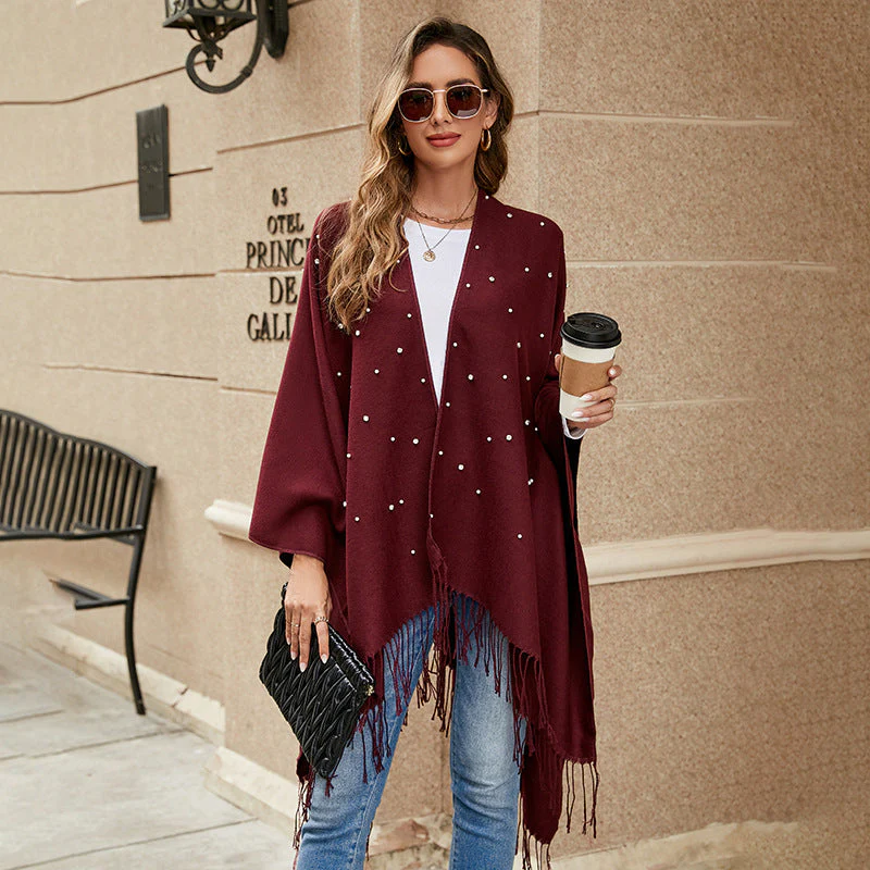 Damen Eleganter Poncho mit Floralem Stickmuster und Fransigen Kanten Heidi-Mode - Image 6