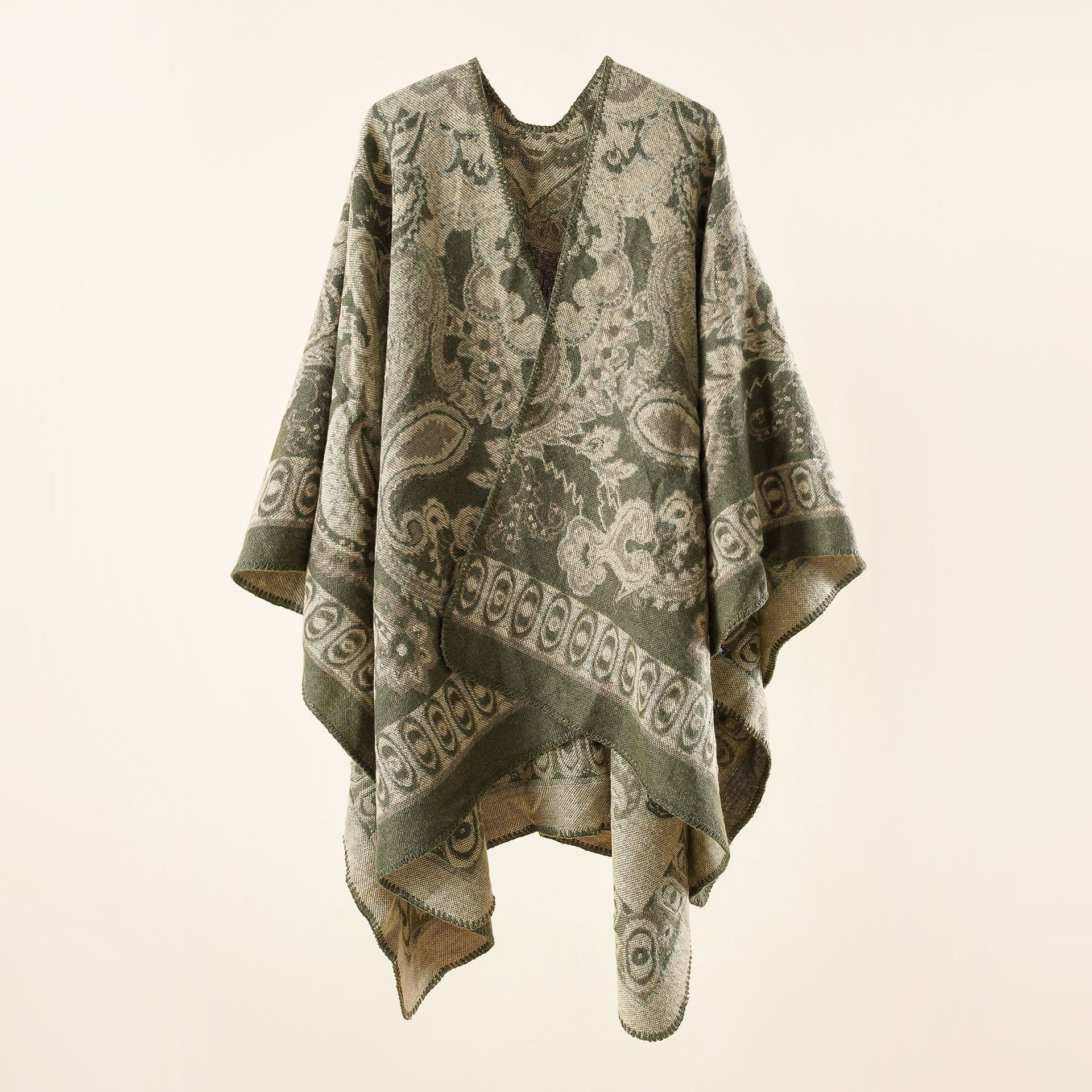 Damen Eleganter Poncho mit Kunstvollem Floralen Muster und Luxuriösem Feel Heidi-Mode - Image 6