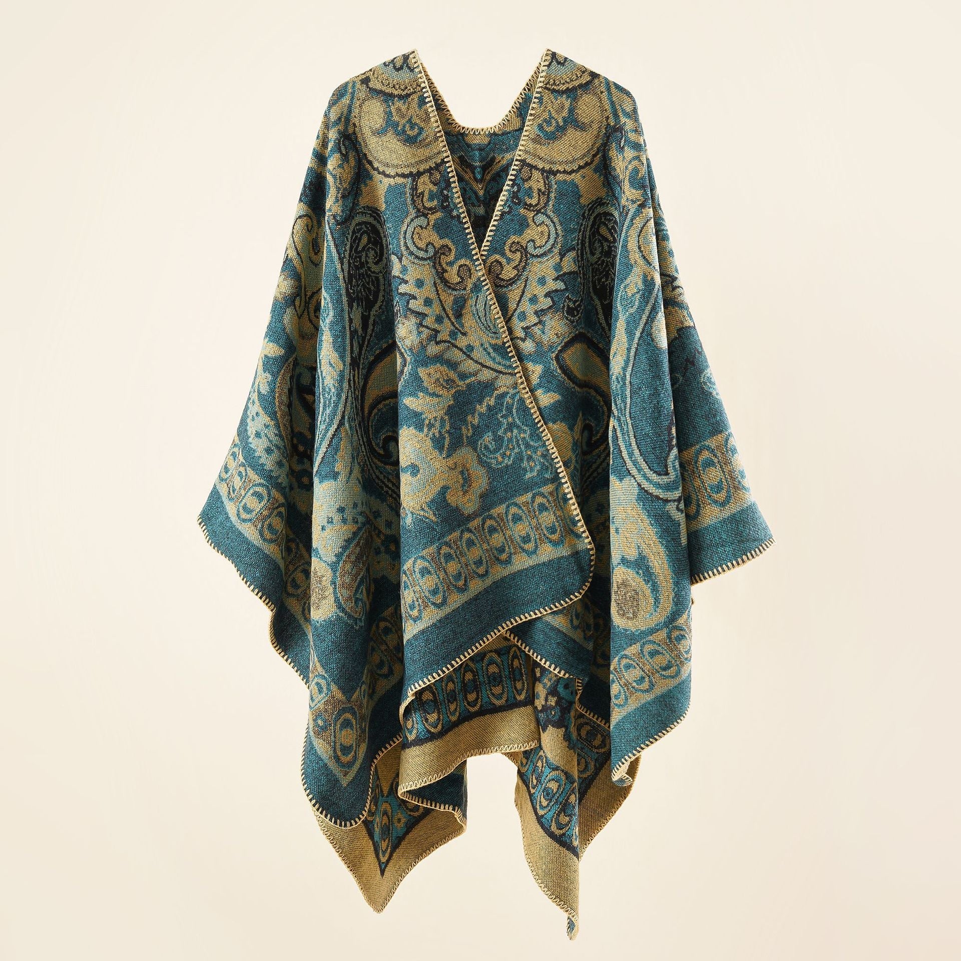 Damen Eleganter Poncho mit Kunstvollem Floralen Muster und Luxuriösem Feel Heidi-Mode - Image 8