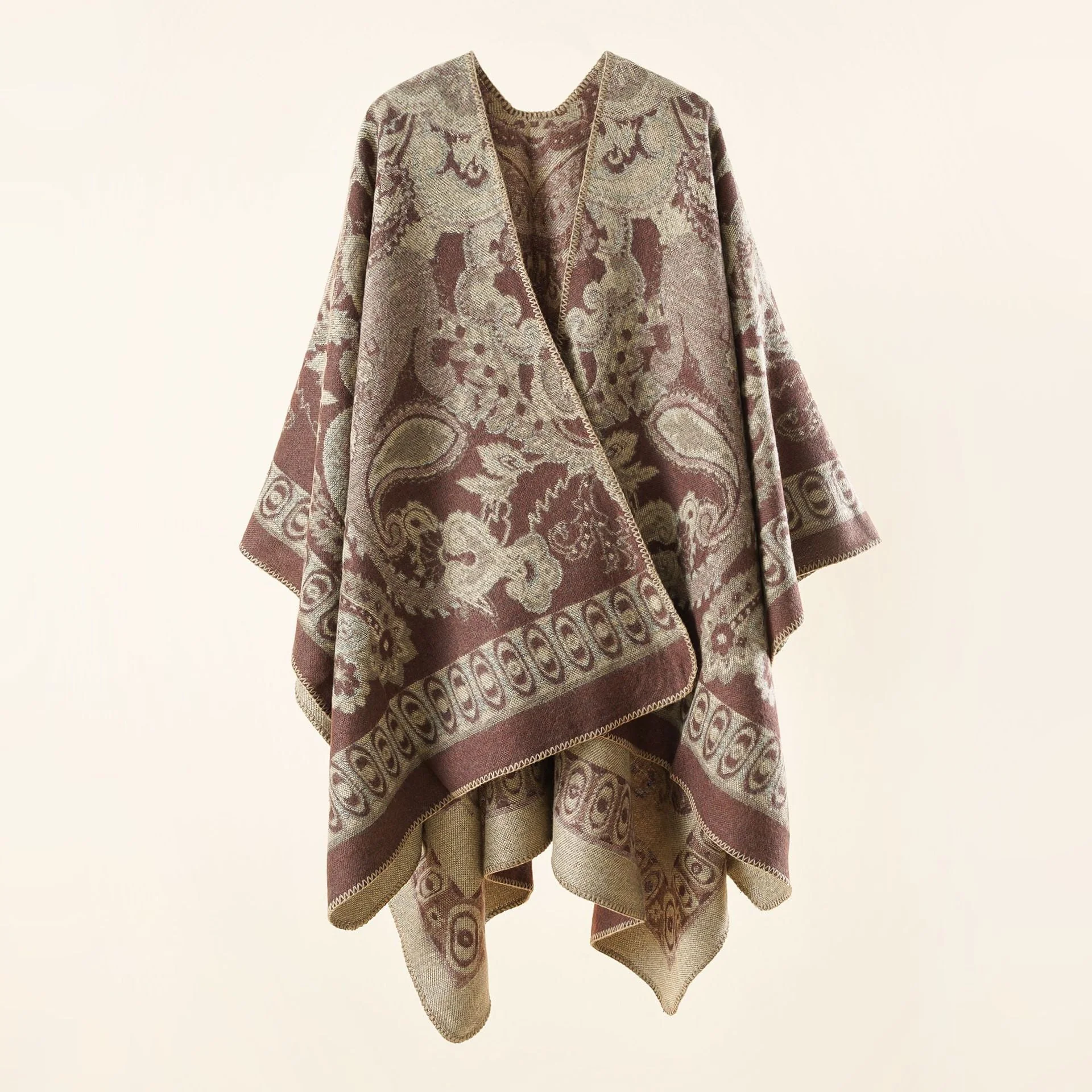 Damen Eleganter Poncho mit Kunstvollem Floralen Muster und Luxuriösem Feel Heidi-Mode - Image 9
