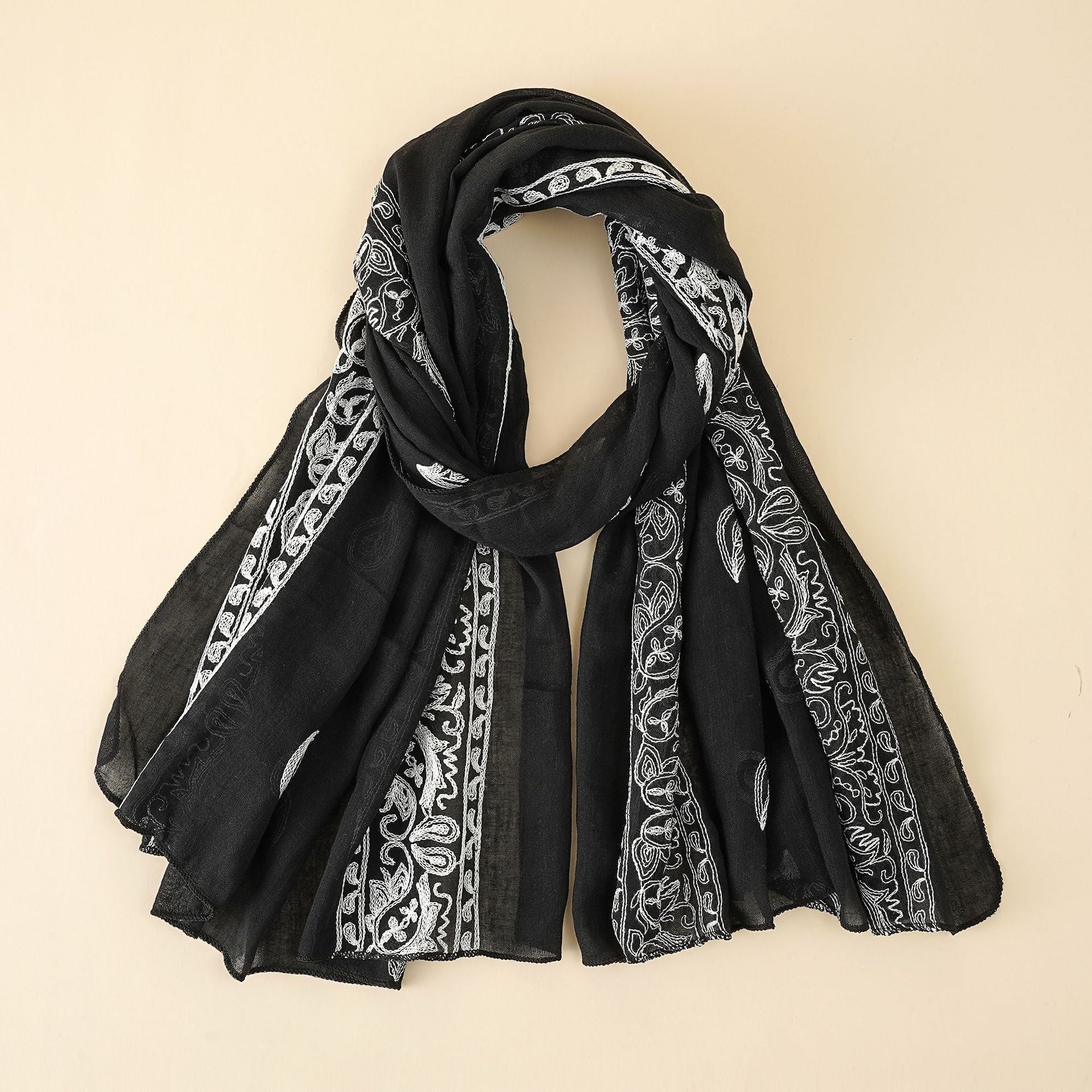 Damen Eleganter Schal Aus Hochwertigem Chiffon mit Filigraner Stickerei Heidi-Mode - Image 6