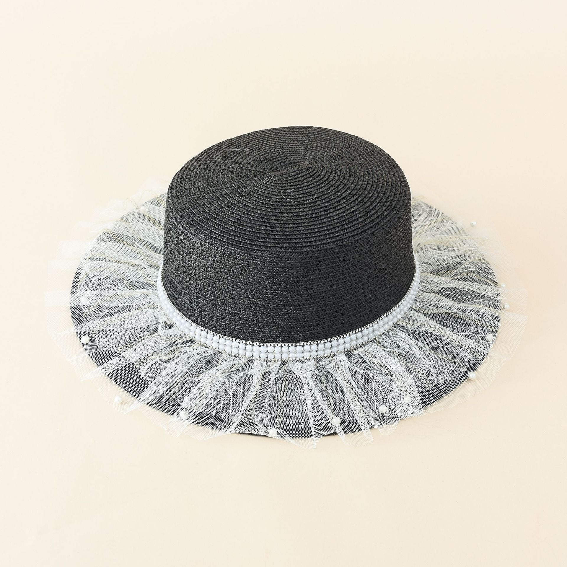 Damen Eleganter Sonnenhut mit Feinem Tüllbesatz und Stilvoller Perlenverzierung Heidi-Mode - Image 6