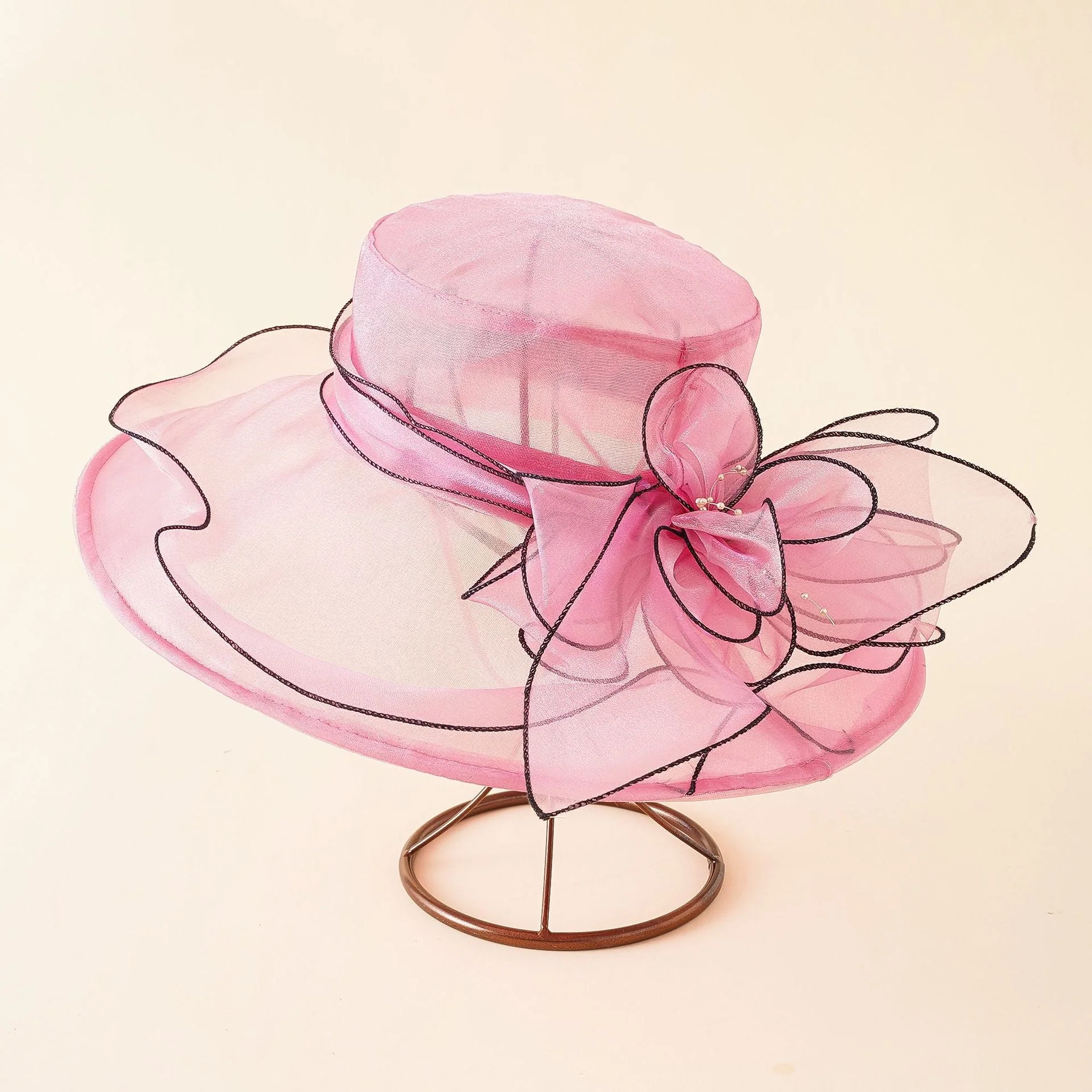 Damen Eleganter Sonnenhut mit Feiner Netzstruktur und Romantischen Schleifenelementen Heidi-Mode - Image 14
