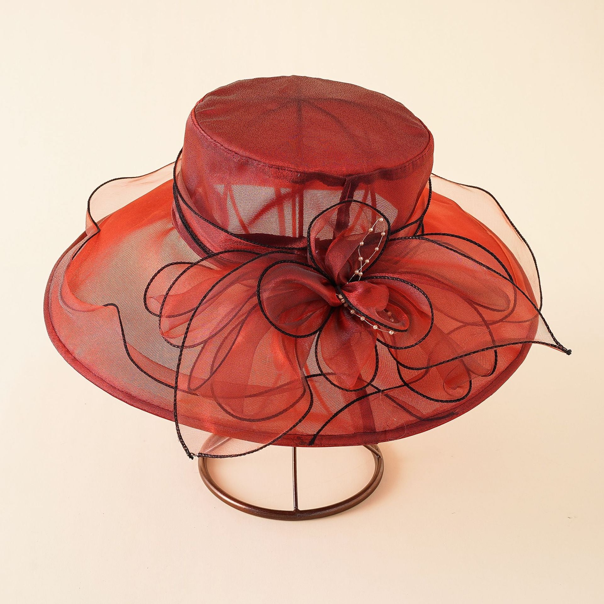 Damen Eleganter Sonnenhut mit Feiner Netzstruktur und Romantischen Schleifenelementen Heidi-Mode - Image 4