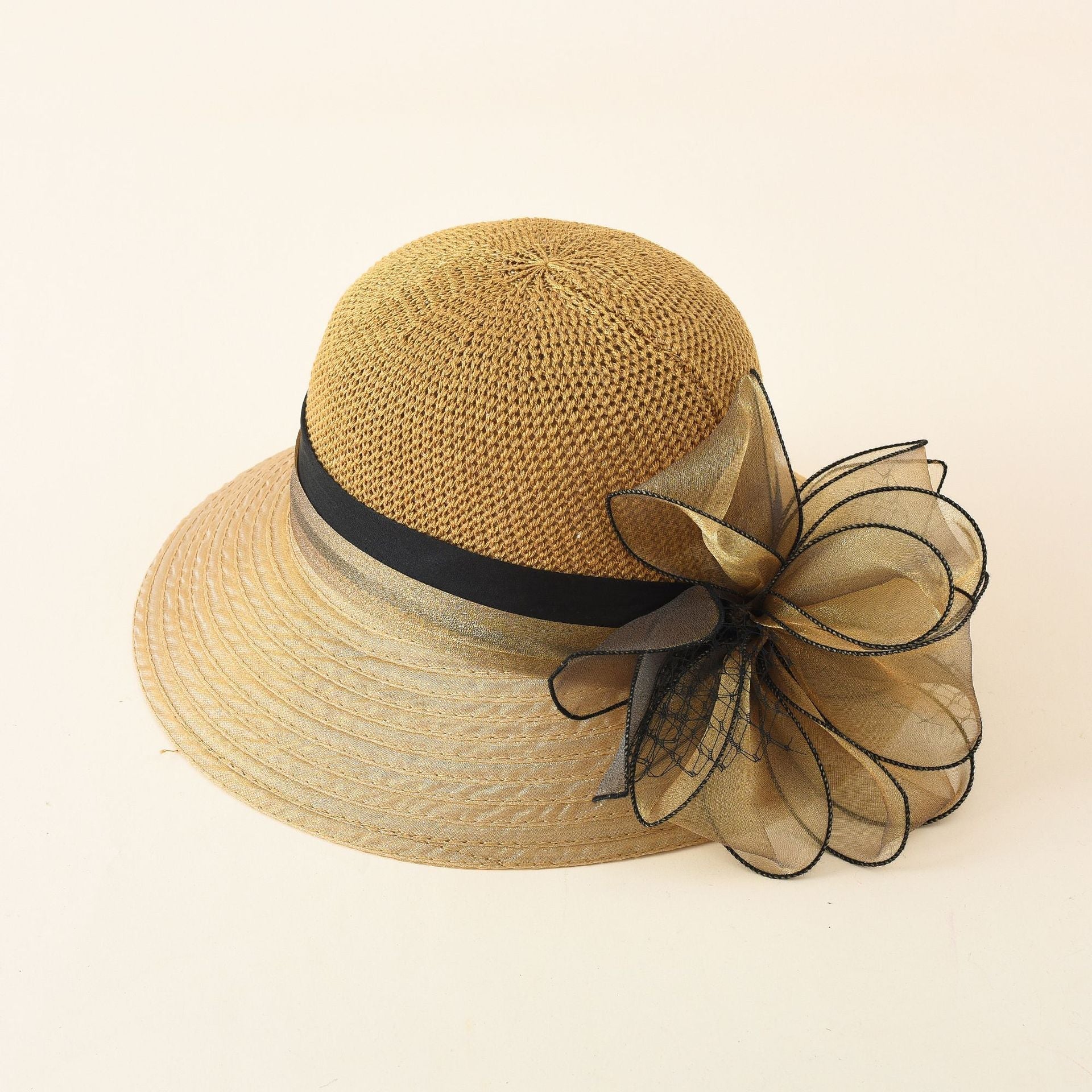 Damen Eleganter Sonnenhut mit Feiner Schleifenverzierung und Breiter Krempe Heidi-Mode - Image 4