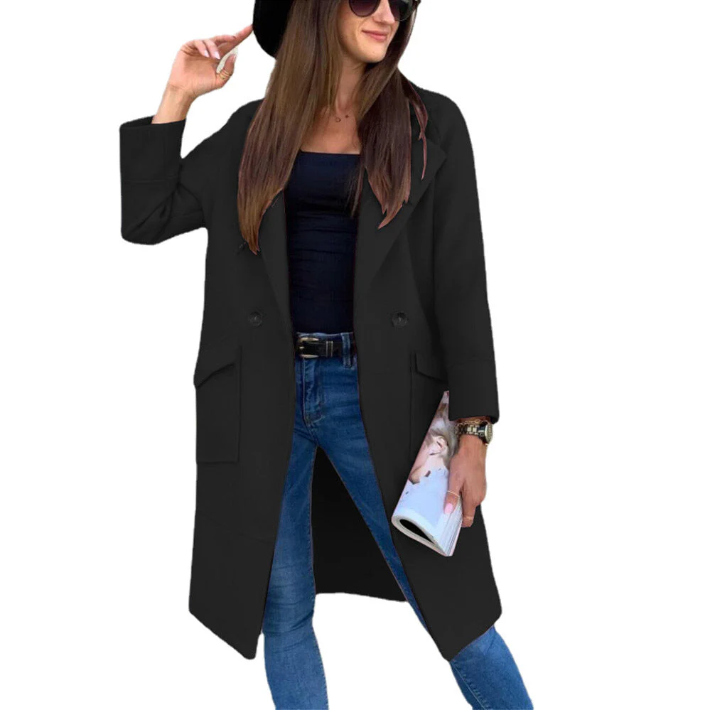 Damen Eleganter Trenchcoat mit Doppelter Knopfleiste und Praktischen Taschen Heidi-Mode - Image 12