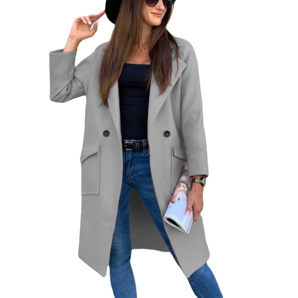 Damen Eleganter Trenchcoat mit Doppelter Knopfleiste und Praktischen Taschen Heidi-Mode - Image 3