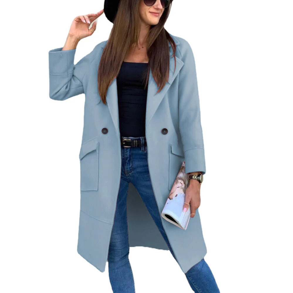 Damen Eleganter Trenchcoat mit Doppelter Knopfleiste und Praktischen Taschen Heidi-Mode - Image 8