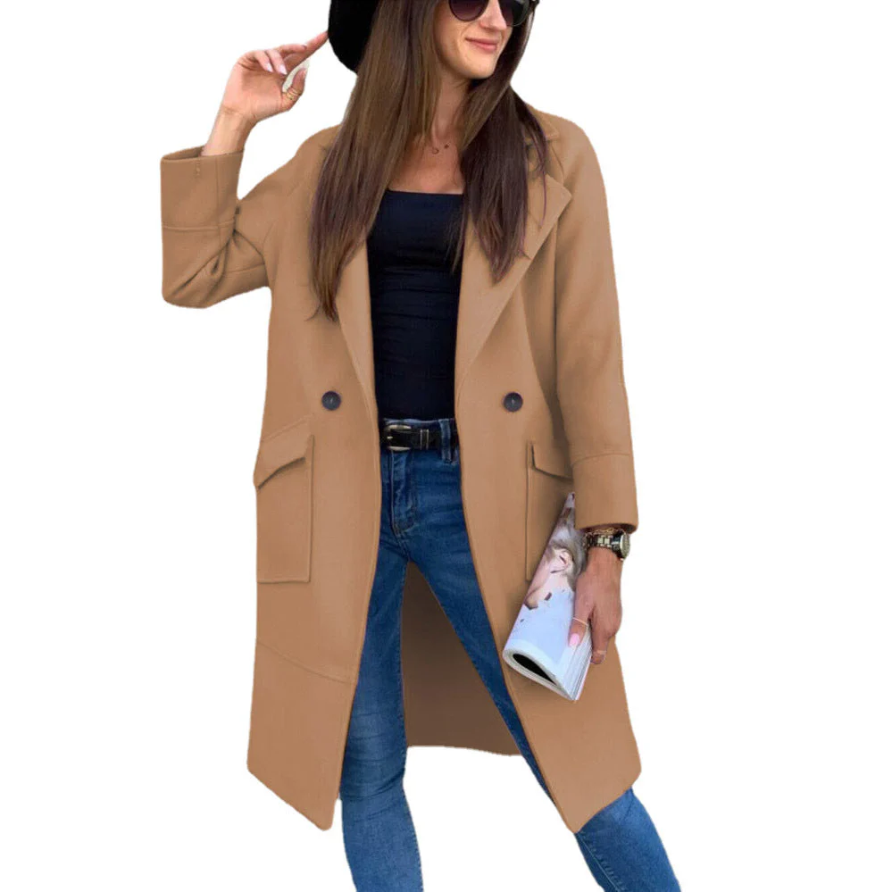 Damen Eleganter Trenchcoat mit Doppelter Knopfleiste und Praktischen Taschen Heidi-Mode - Image 9