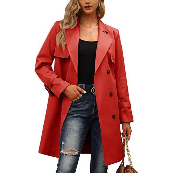 Damen Eleganter Trenchcoat mit doppelter Knopfleiste und schickem Kragen Heidi-Mode - Image 10