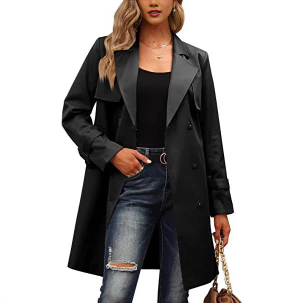 Damen Eleganter Trenchcoat mit doppelter Knopfleiste und schickem Kragen Heidi-Mode - Image 3