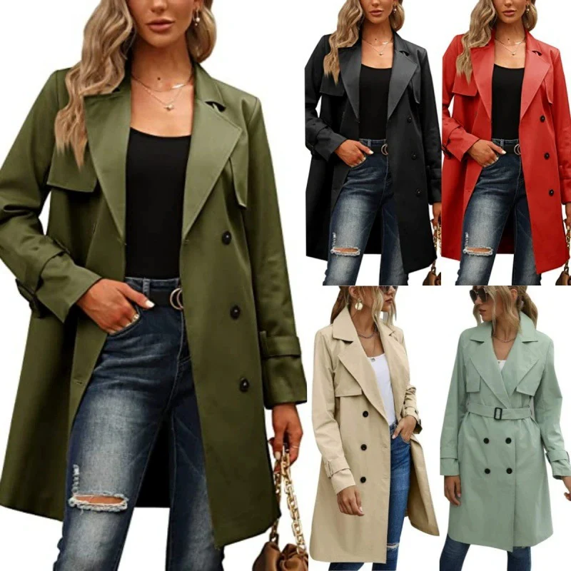 Damen Eleganter Trenchcoat mit doppelter Knopfleiste und schickem Kragen Heidi-Mode - Image 4