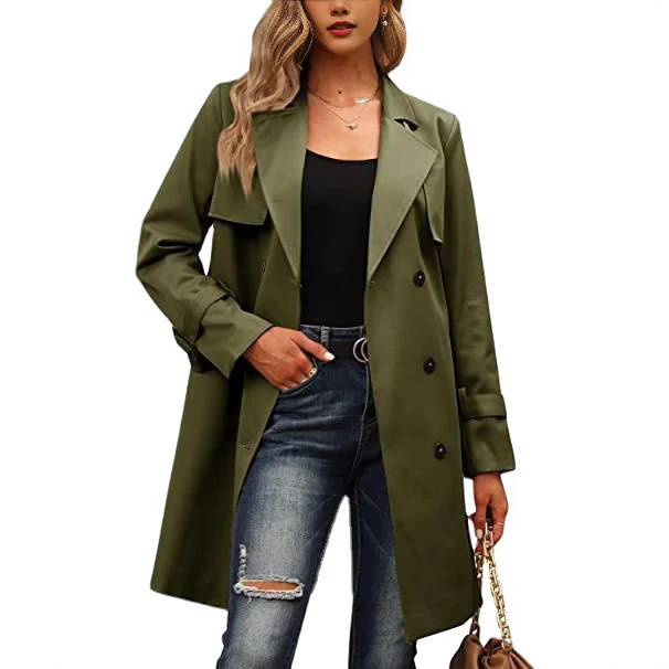 Damen Eleganter Trenchcoat mit doppelter Knopfleiste und schickem Kragen Heidi-Mode - Image 6